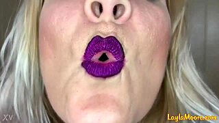 watch whitney morgan's huge lipstick mouth fetish up close
