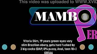 Vitoria's slim 19yo Brazilian ebony teen gets DAP anal by 3 BBCs with dirty talk.
