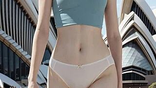 lingerie model teases panties and barefoot curves at sydney opera house