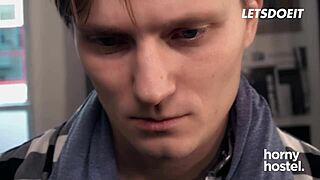 Hot Czech blonde Jenny Wild rides big dick stranger's cock in horny hostel dorm after muff diving and pussy licking