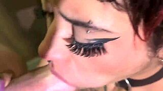Gothic Babe's Deepthroat Blowjob Turns Into Rough Titty Fuck Cumshot!