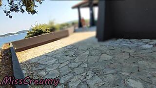 misscreamy flashes dick caught by teacher nude seaside blowjob ends in cum mouth swallow