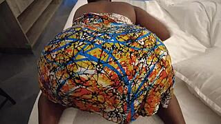 Teasing Ebony BBW Bends Over After Shower for Big Cock Creampie Doggystyle Ride