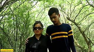 Beautiful Indian desi bhabhi bent over outdoors taking rough doggystyle pounding from big black cock in her fat pussy