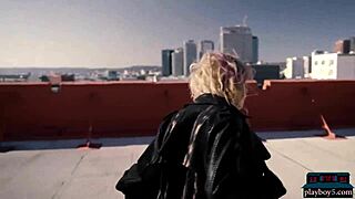 whoa mia valentine's huge natural tits bounce stripping rooftop