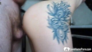 Naughty Stepsis Begs for Quick Dirty Kitchen Pounding Cumshot