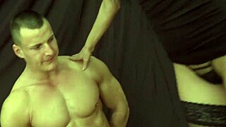the inked bondage babe wraps her feet around his throbbing cock for a wild footjob finish