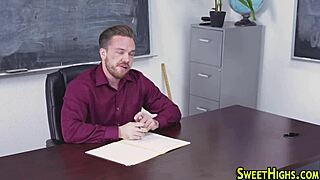 Teen Coed in Uniform Rides Cock Hard for Facial Cumshot Blowjob