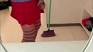 pervy cleaning latina's huge ass big cock pounding brunette curves