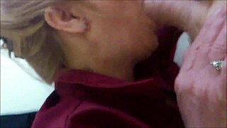 Naughty cougar milf slurps hard cock deep