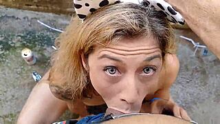 Brazilian Whore Swallows Cum from Alley Urinal Humiliation at Carnival