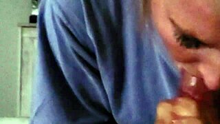 Amateur Wife Slurps Sloppy Fruit Roll-Up Deepthroat on Hubby's Big Cock!