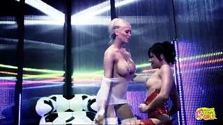 Latex Oiled Blondes And Brunette Strapon Bang Group Fingering