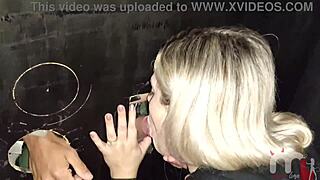 who's that cute brunette teen with big clit sucking endowed black cock at gloryhole?