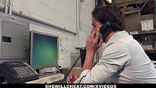 yo busty blonde milf boss rides new employee's monster cock at work