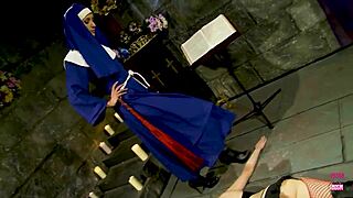 a possessed blonde gotta lick this perverted nun's tight pussy in stockings 👅