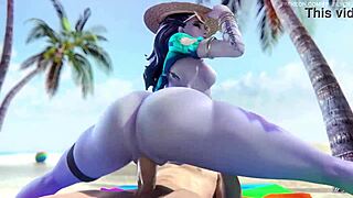 widowmaker's huge ass gets pounded on the beach with monster cock