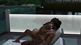 tattooed black babe tierra takes rough poolside fucking her curves bouncing in sims 4 steamy sex scene