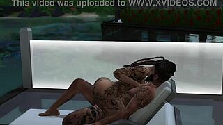 tattooed black babe tierra takes rough poolside fucking her curves bouncing in sims 4 steamy sex scene