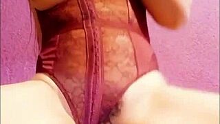 beautiful petite streamer with natural tits masturbates wet pussy using dildo till orgasm