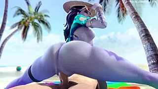 widowmaker's huge ass gets pounded on the beach with monster cock