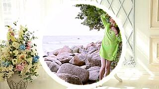 Wow sexy ballerina strips tights off couch groping small tits!