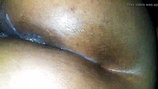 Black Latina MILF takes anal creampie in oiled group threesome part 2