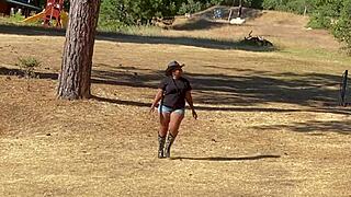Slick Oiled Cowgirl Rides Big Black Cock Hard