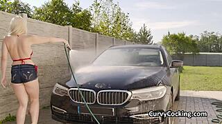 Blonde Teen's Bikini Car Wash Leads to Monster Cock Titty Fuck
