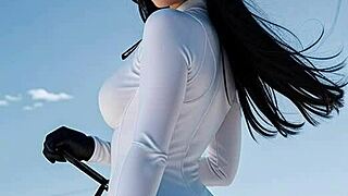 Brunette in leather catsuit tempts outdoor car sex at snowy ski resort dream