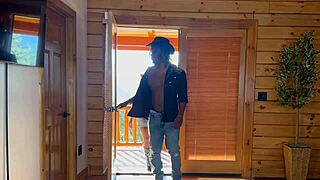 Slick Oiled Cowgirl Rides Big Black Cock Hard