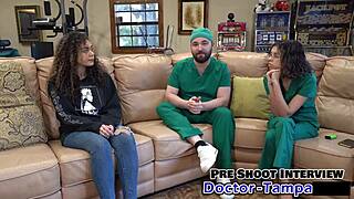 dr tampa gives mara luv entrance physical backstage with toys shaved pussy spread