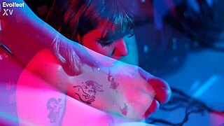 Lesbians' Secret Foot Worship Threesome in Bathtub
