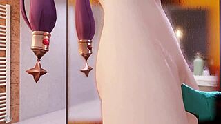 Mona moans with pleasure using slime dildo in bathroom solo play