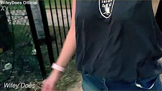 hey i dared myself to flash these big milf tits on the street like a naughty wife