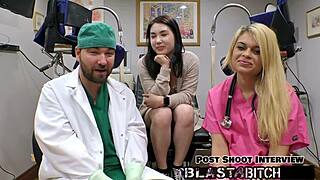 Nurse Mina Moon sucks patient cock before pussy cum blast