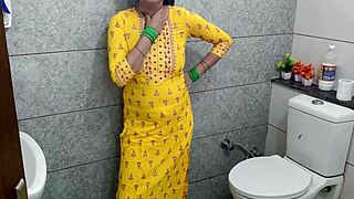 indian stepmom gets bent over fucked dirty by stepson in bathroom hindi talk
