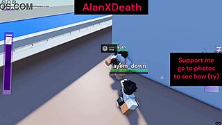 Roblox fighting game turns sus with outdoor public pussy riding big cock tits bouncing