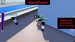 Roblox fighting game turns sus with outdoor public pussy riding big cock tits bouncing