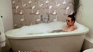 British curvy redhead teen dildos in bath