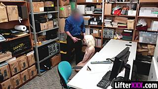 caught shoplifter blonde with piercings tattoos bent over doggystyle licked and fucked hard by cop in garage