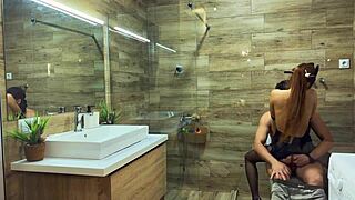 Myredfoxgirl Sneaks Bathroom Cheating in Heels and Leggings at Wild Party