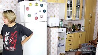 Curvy Blonde Milf Cleans Then Takes Hubby's Huge Cock Deepthroat and Interracial Fuck
