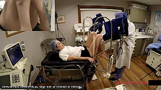 Blair Celeste's backstage latex glove fetish pierced nipples spread shaved pussy close up orgasm procedure