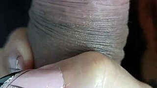 Intense pleasure surges playing 10 inch toy deep in her pussy close up
