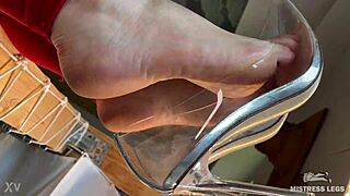 wanna watch my bare feet tease in see-through heels dangling closeup??