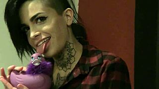 alt babe backstage teases pussy in heels piercings for fetish photoshoot