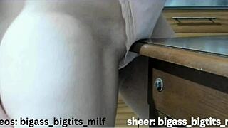 she's grinding her wet pussy hard on this desk