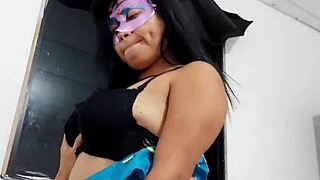 Hot curvy Latina mommy dominates muscular neighbor, milks every cum drop out.