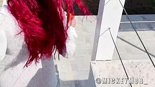 big booty santana red slurps huge cock outdoors wanna join?